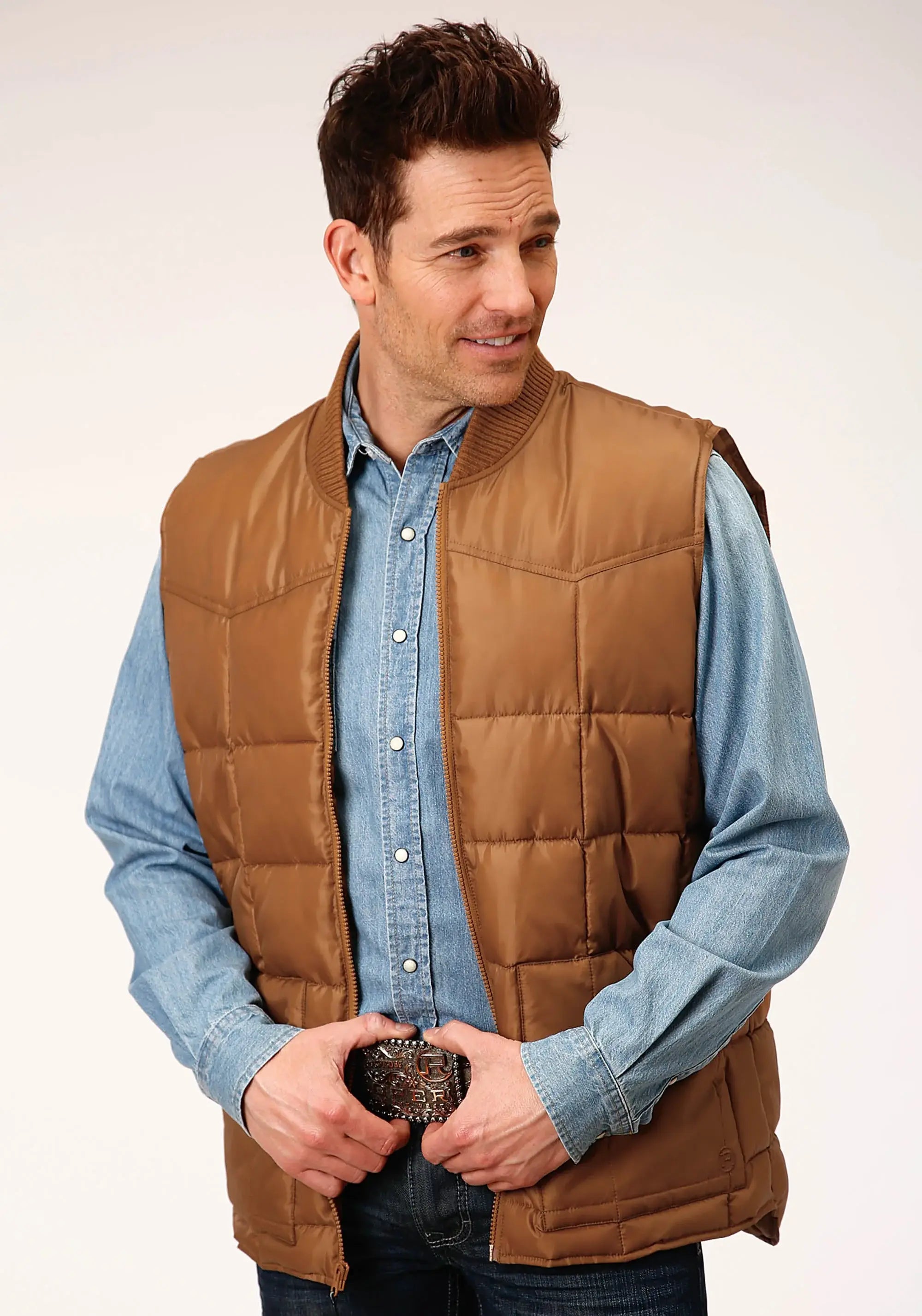 Mens Caramel Men's Vest - ROPER - Flyclothing LLC