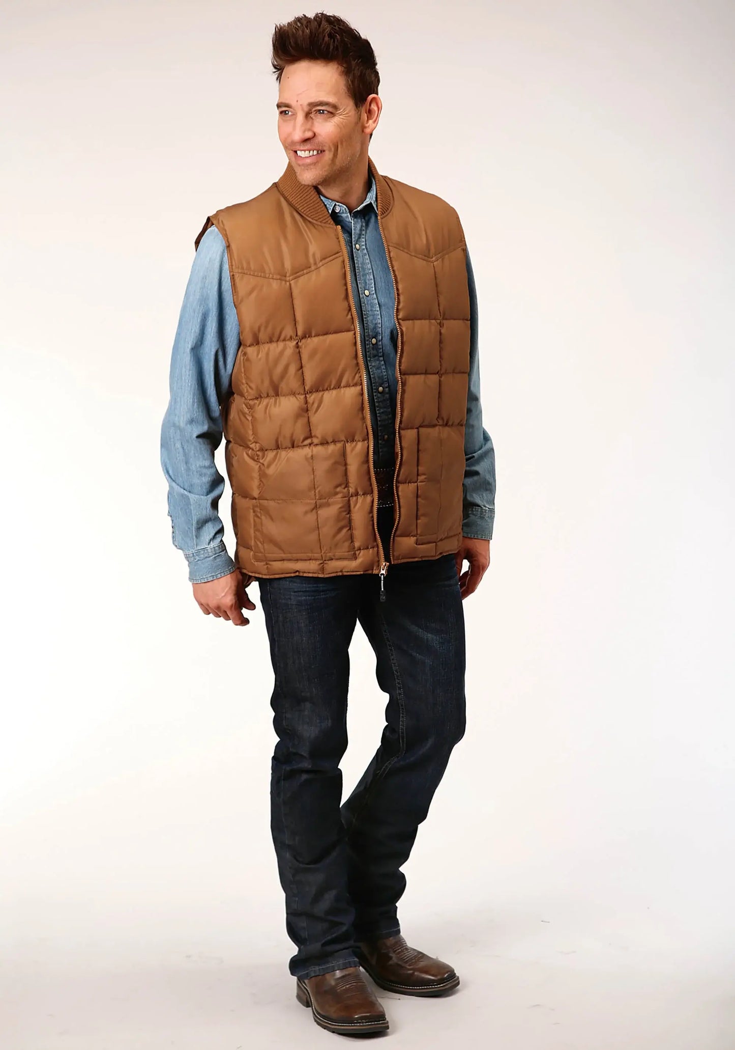 Mens Caramel Men's Vest - ROPER - Flyclothing LLC