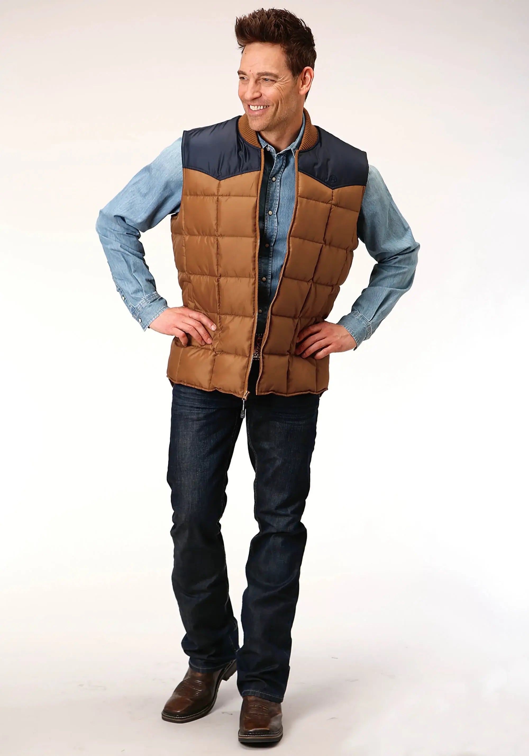 Mens Quilted Polyfilled Vest - ROPER - Flyclothing LLC