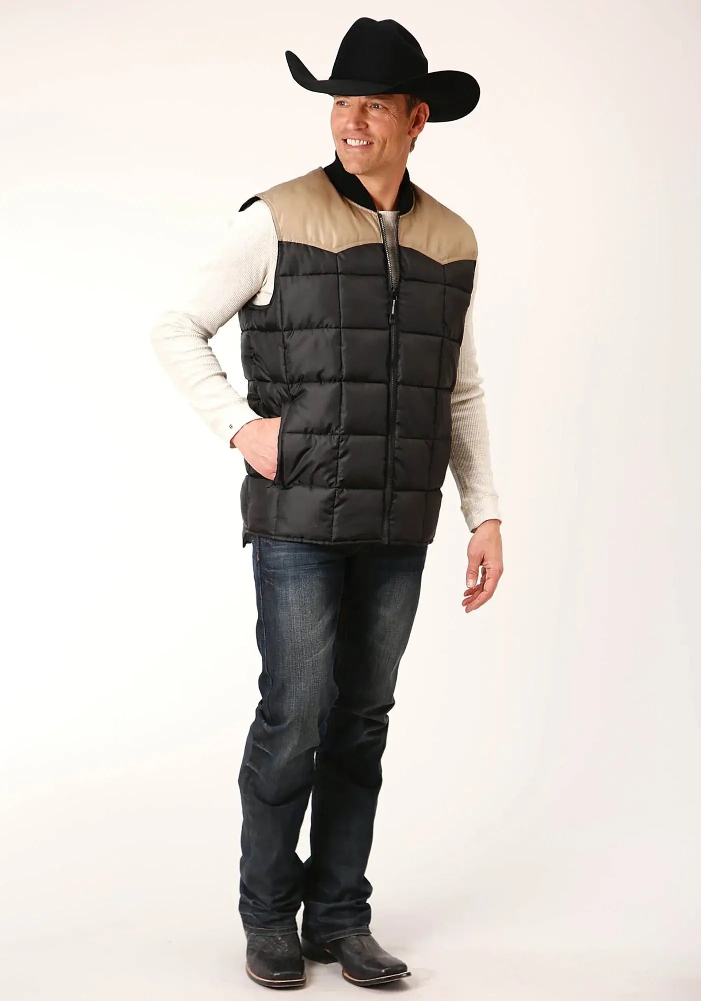 Mens Quilted Polyfilled Vest - ROPER - Flyclothing LLC