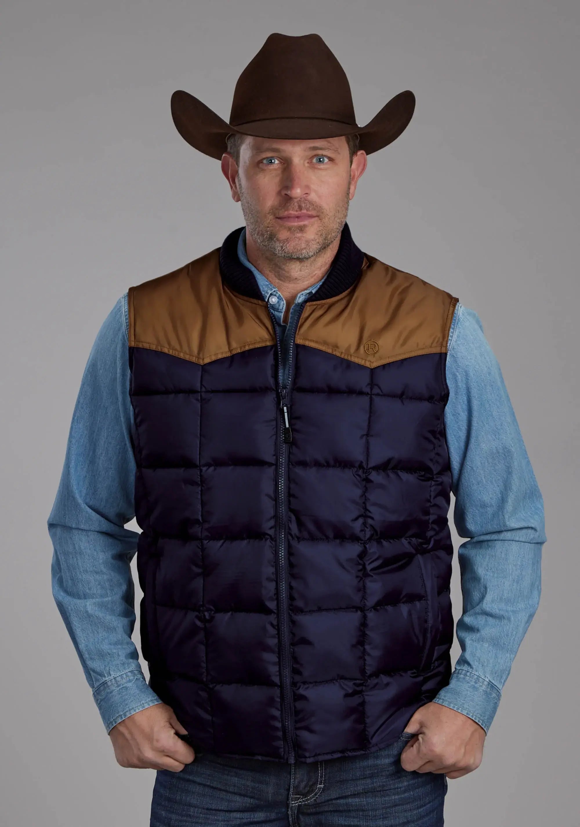 Mens Poly Fill Zipper Vest - ROPER - Flyclothing LLC