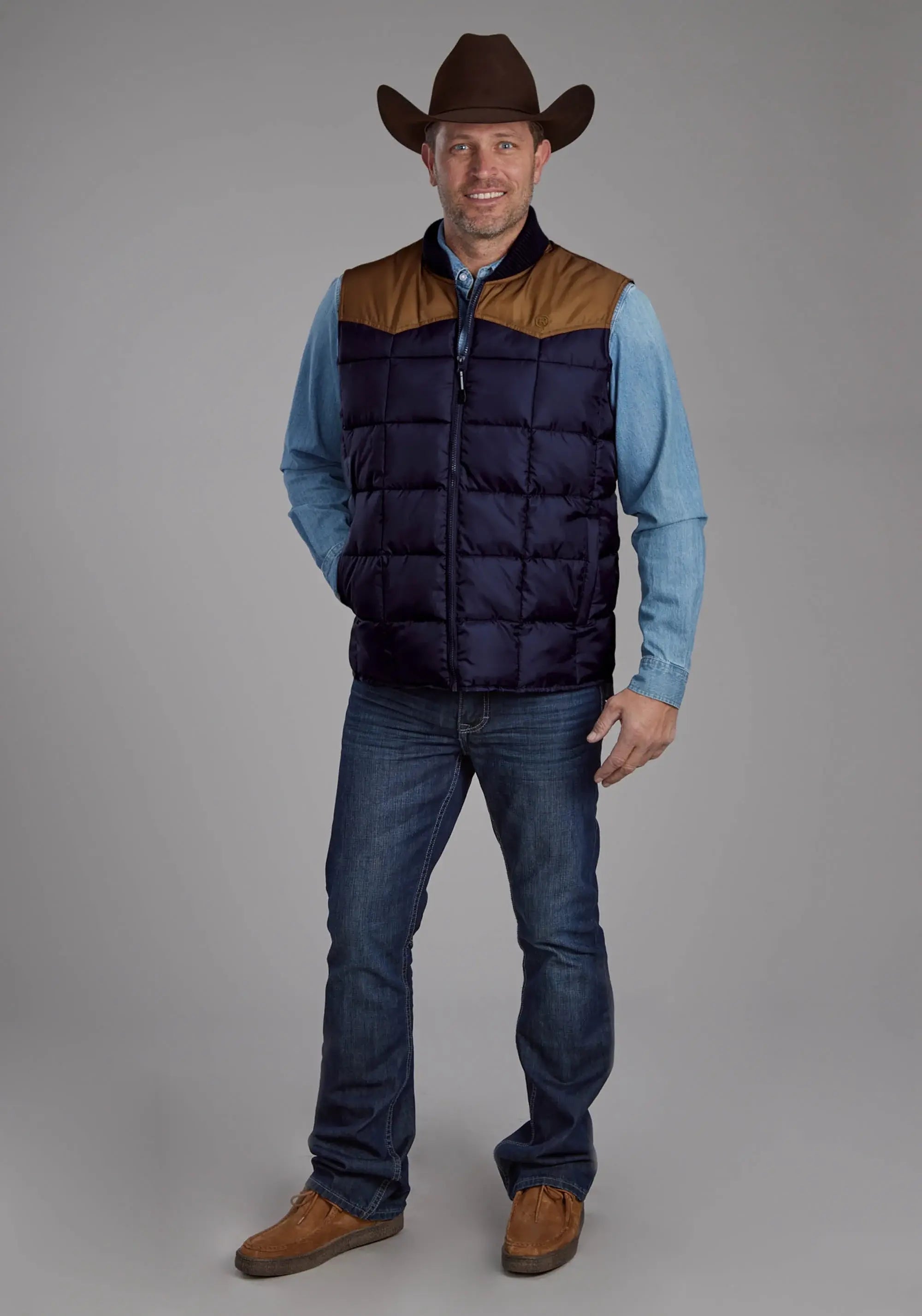 Mens Poly Fill Zipper Vest - ROPER - Flyclothing LLC