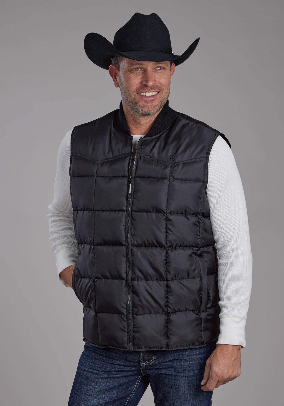 Roper Mens Black Zipper Vest - Roper - Flyclothing LLC
