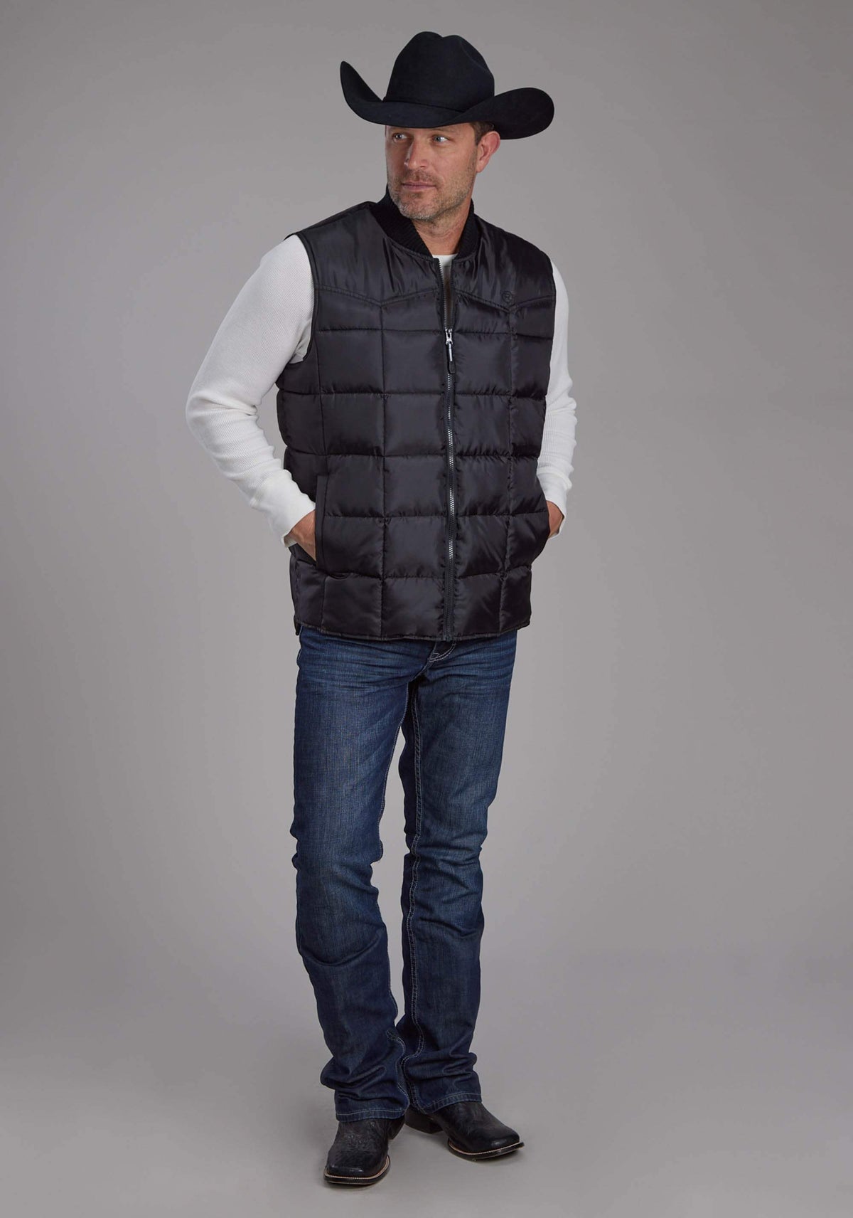 Roper Mens Black Zipper Vest - Roper - Flyclothing LLC