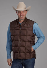 Mens Chocolate Zipper Vest - ROPER - Flyclothing LLC
