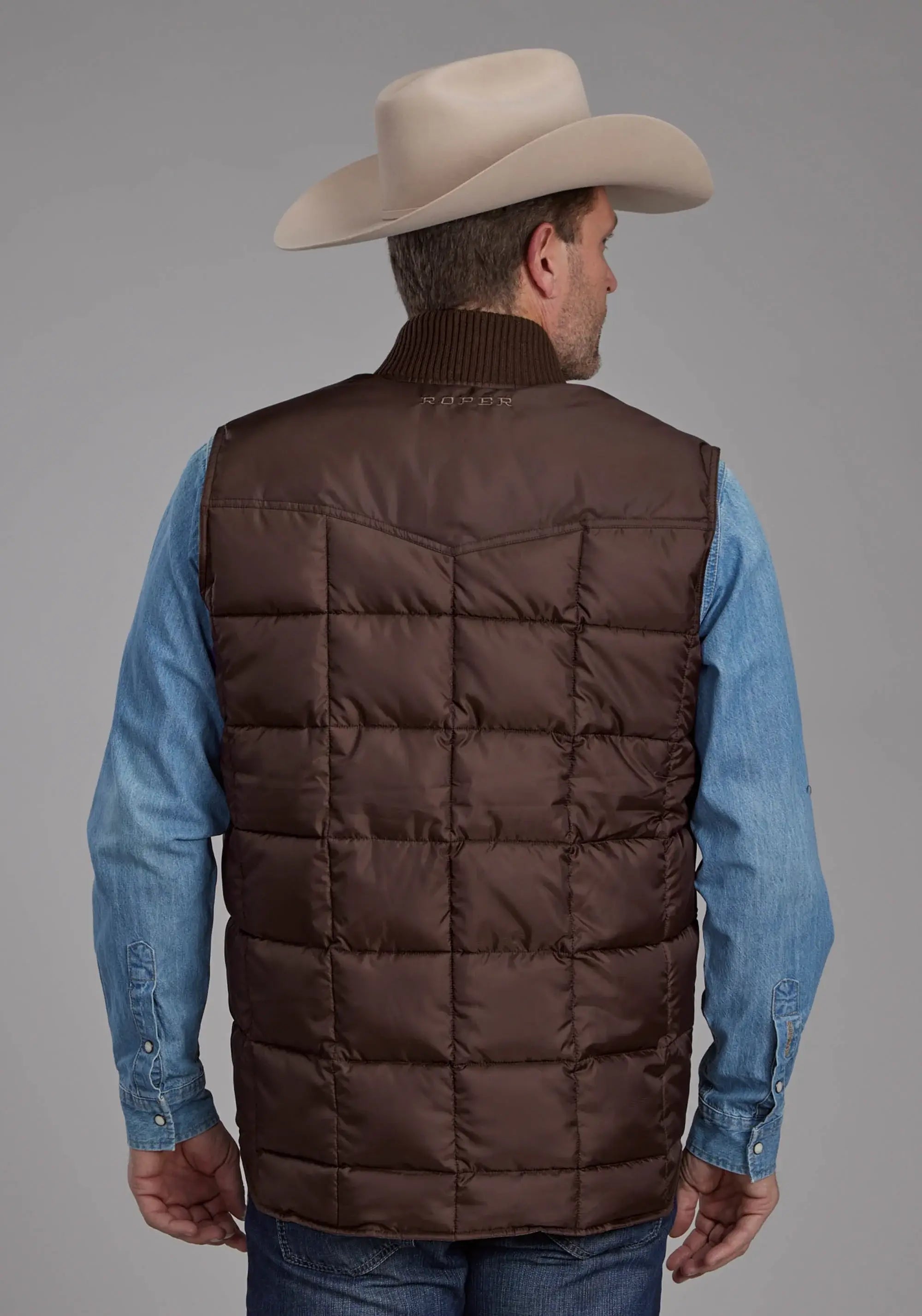 Mens Chocolate Zipper Vest - ROPER - Flyclothing LLC
