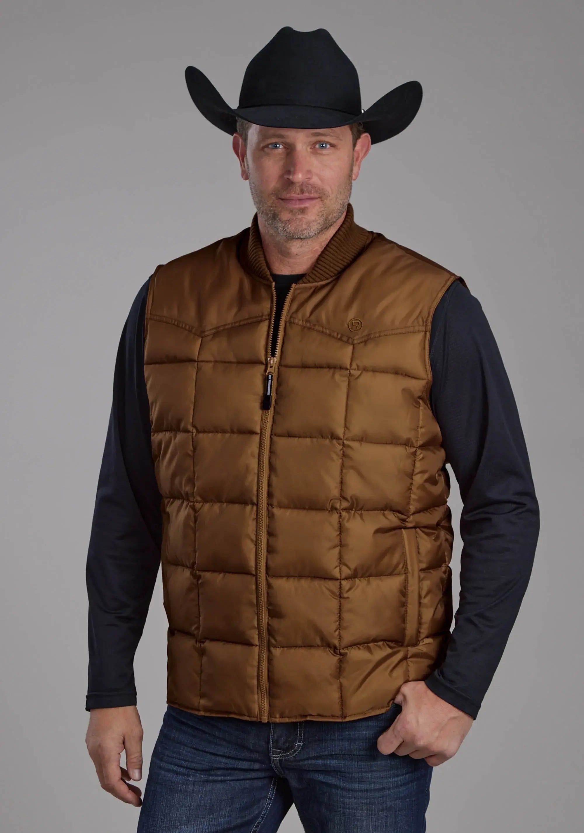 Mens Carmel Zipper Vest - ROPER - Flyclothing LLC