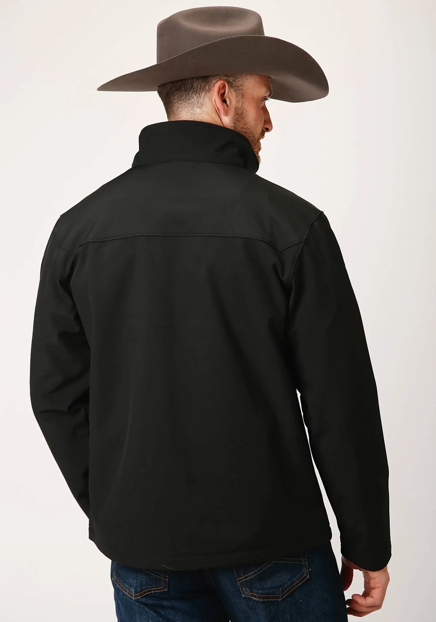 Mens Black Softshell With Black Lining Zip Front Jacket - ROPER - Flyclothing LLC