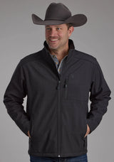 Mens Charcoal Heather With Black Fleece Zipper Jacket - ROPER - Flyclothing LLC