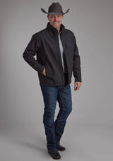 Mens Charcoal Heather With Black Fleece Zipper Jacket - ROPER - Flyclothing LLC