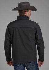 Mens Charcoal Heather With Black Fleece Zipper Jacket - ROPER - Flyclothing LLC