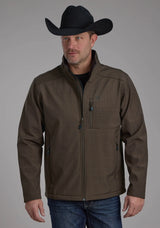 Mens Chocolate Heather With Black Fleece Zipper Jacket - ROPER - Flyclothing LLC
