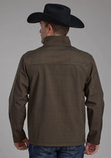 Mens Chocolate Heather With Black Fleece Zipper Jacket - ROPER - Flyclothing LLC
