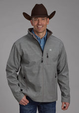 Mens Taupe Stripe With Dark Taupe Fleece Zipper Jacket - ROPER - Flyclothing LLC