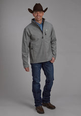 Mens Taupe Stripe With Dark Taupe Fleece Zipper Jacket - ROPER - Flyclothing LLC