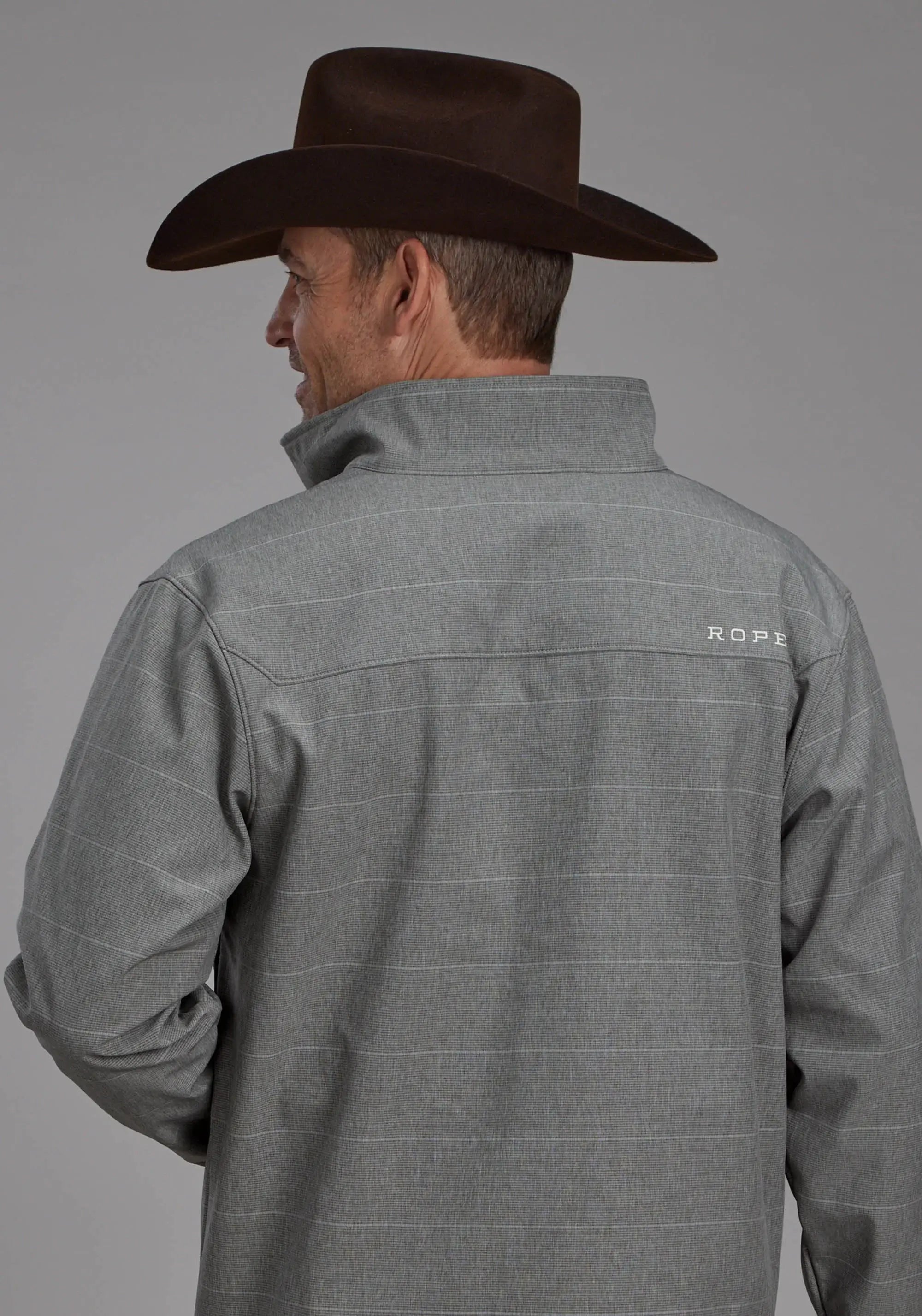 Mens Taupe Stripe With Dark Taupe Fleece Zipper Jacket - ROPER - Flyclothing LLC