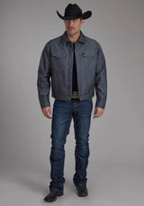 Mens Raised Denim Softshell Button Jacket - ROPER - Flyclothing LLC