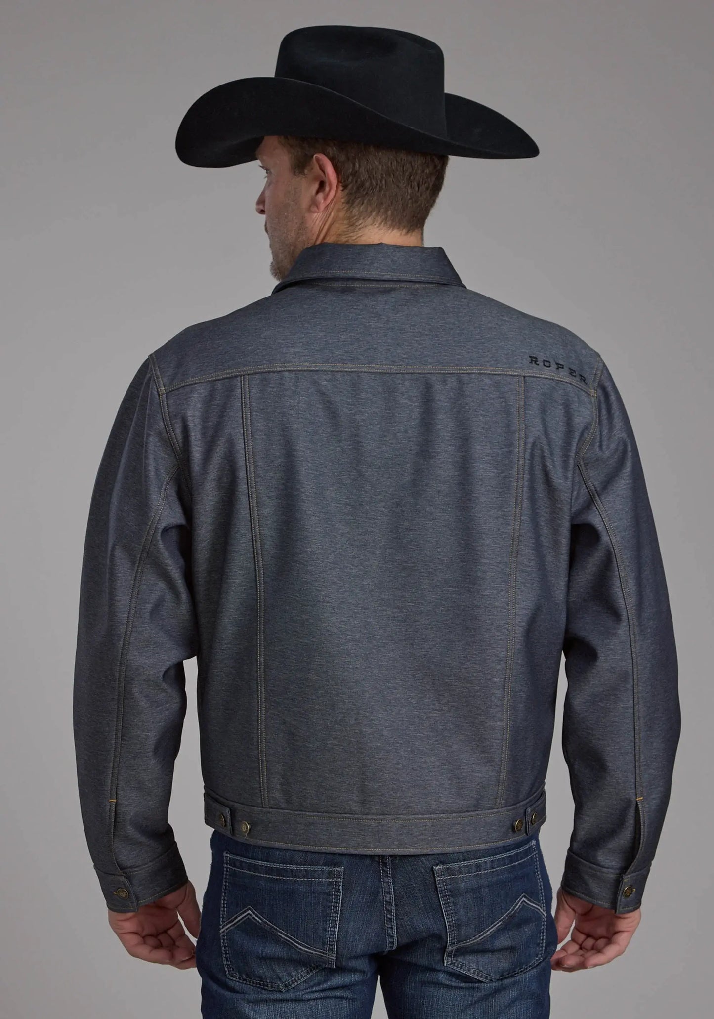 Mens Raised Denim Softshell Button Jacket - ROPER - Flyclothing LLC