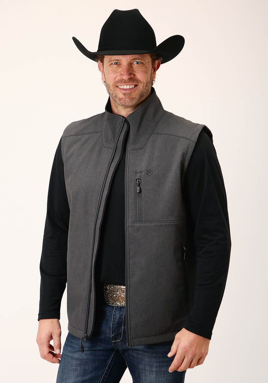 Roper Mens Heather Grey Soft Shell Vest - Roper