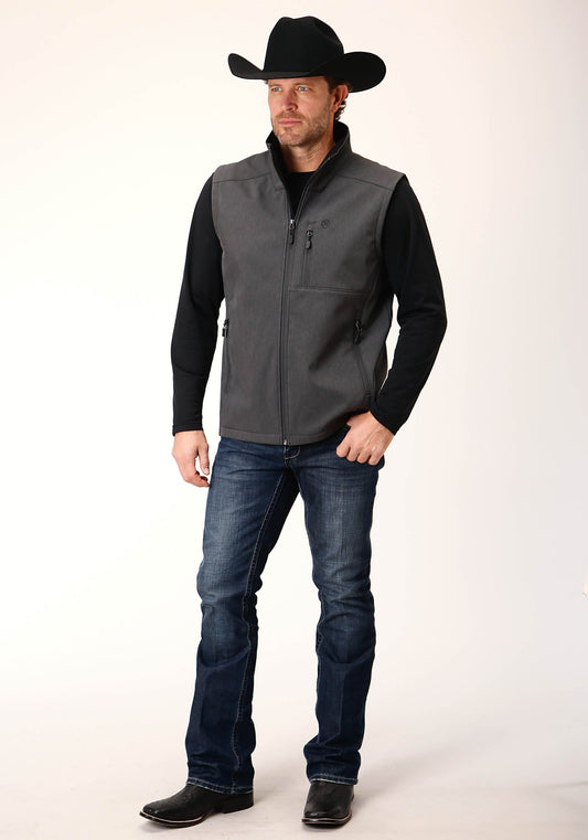 Roper Mens Heather Grey Soft Shell Vest - Roper