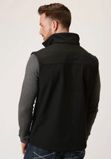 Mens Black Softshell With Black Lining Zip Front Vest - ROPER - Flyclothing LLC