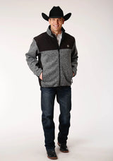 Mens Heathered Charcoal Sweater Knit Jacket - ROPER - Flyclothing LLC