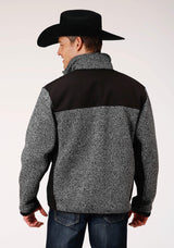 Mens Heathered Charcoal Sweater Knit Jacket - ROPER - Flyclothing LLC