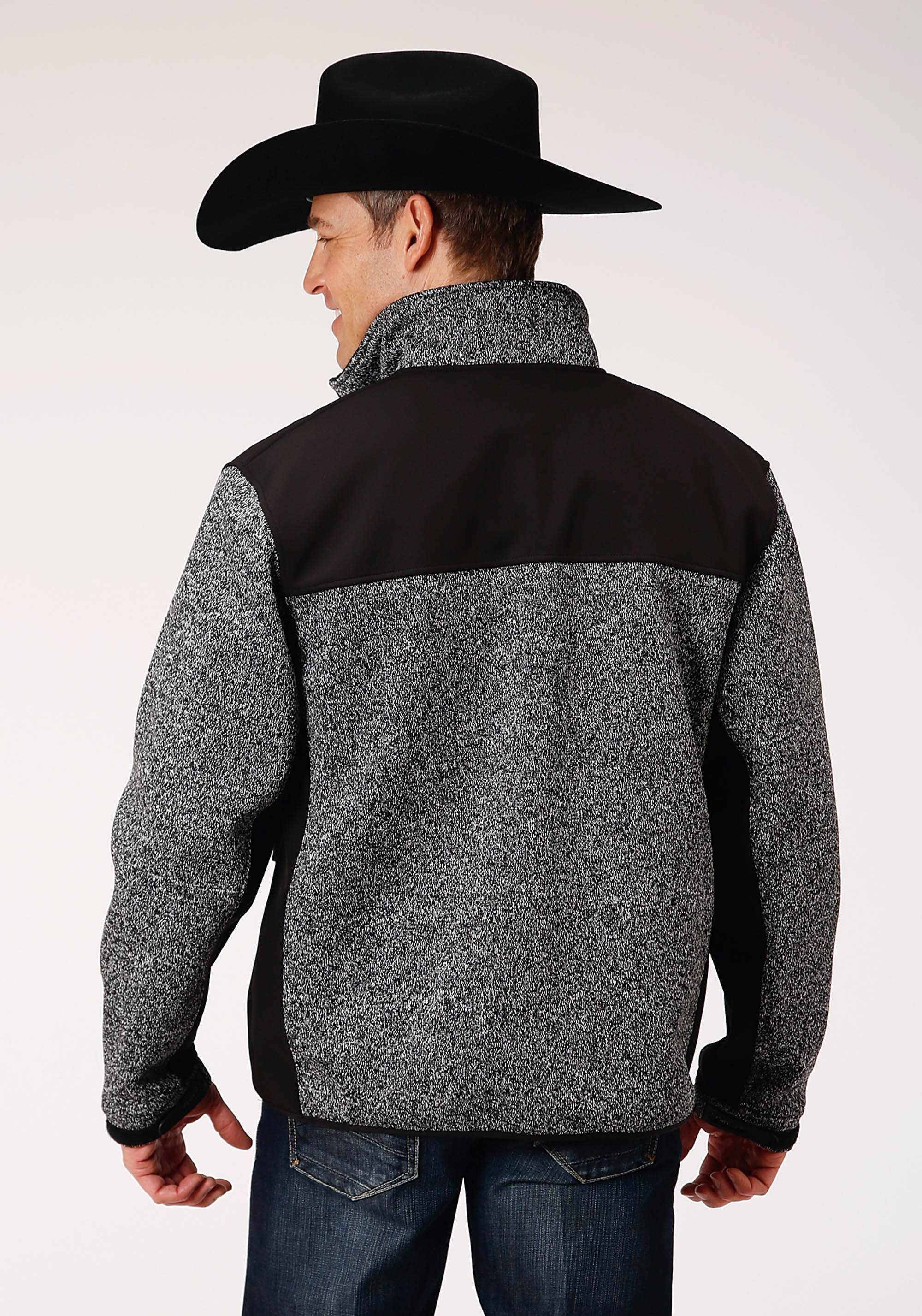 Mens Heathered Charcoal Sweater Knit Jacket - ROPER - Flyclothing LLC