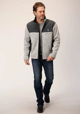 Mens Oatmeal Sweater Bonded Fleece Jacket - ROPER - Flyclothing LLC
