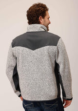 Mens Oatmeal Sweater Bonded Fleece Jacket - ROPER - Flyclothing LLC