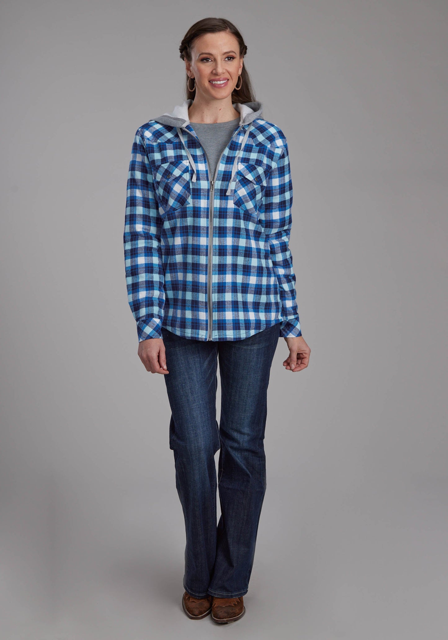 Roper Womens Thermal Lined Flannel Shirt Snap Jacket