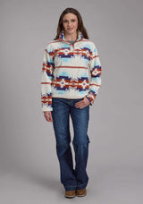 Roper Womens Lg Cream Aztec Printed Fleece Snap Jacket - Roper - Flyclothing LLC