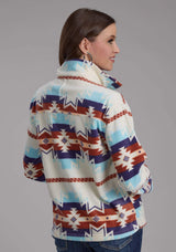 Roper Womens Lg Cream Aztec Printed Fleece Snap Jacket - Roper - Flyclothing LLC