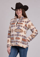 Roper Womens Jacket Zipper 1/4 Zip Polar Fleece Pullover Western Jacke