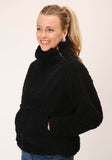 Roper Womens Black Polar Fleece Pullover - Roper