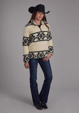 Roper Womens Black Cream Aztec Stripe Zipper Jacket - Roper - Flyclothing LLC