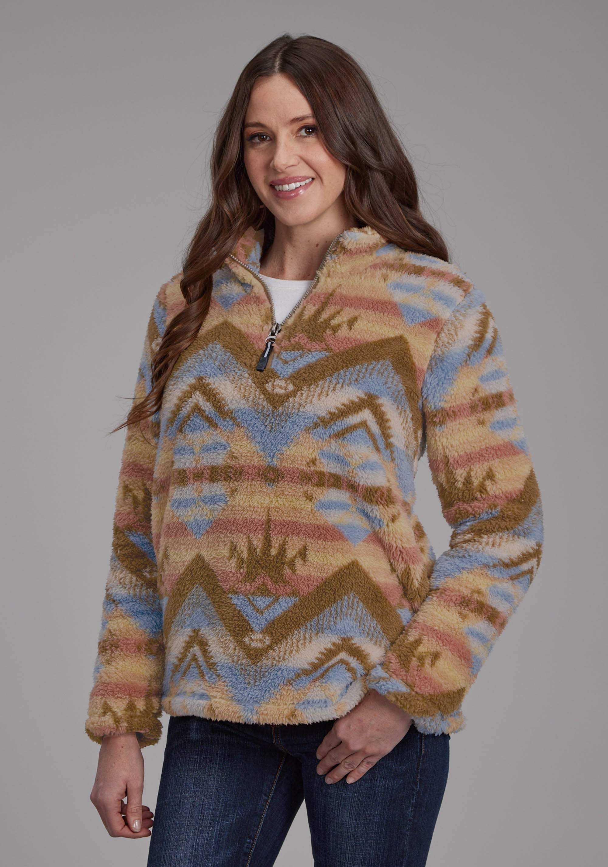 Roper Womens Brown Aztec Print Zipper Jacket - Roper - Flyclothing LLC