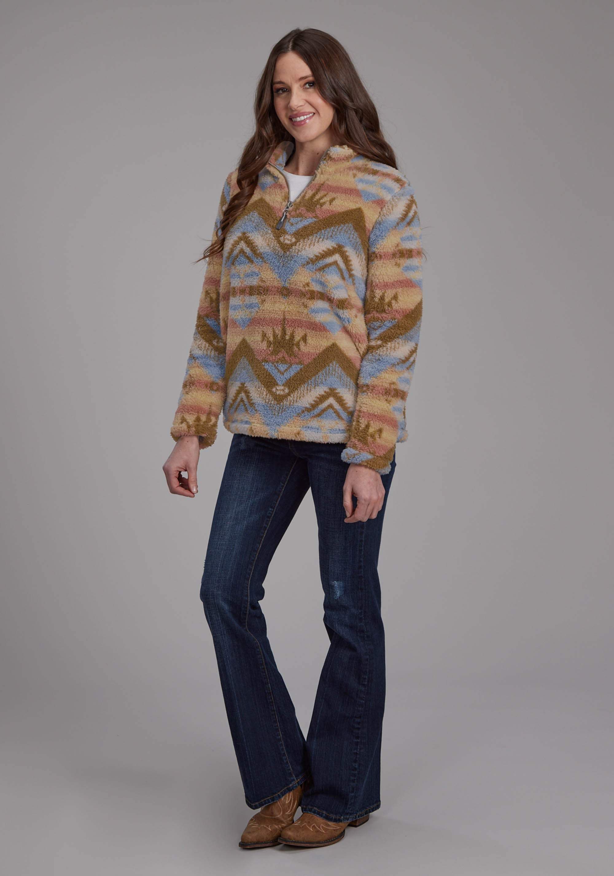 Roper Womens Brown Aztec Print Zipper Jacket - Roper - Flyclothing LLC