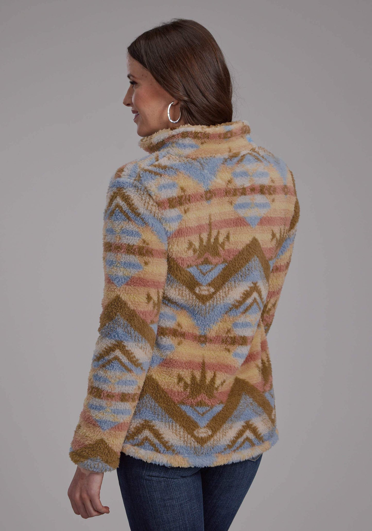 Roper Womens Brown Aztec Print Zipper Jacket - Roper - Flyclothing LLC