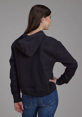 Roper Womens Black Cotton Fleece Hoodie Pullover Jacket