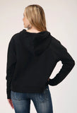 Roper Womens Cotton Fleece Slouchy Pullover Hoodie With Contrast Fabric Bandana Hood Ties - Roper