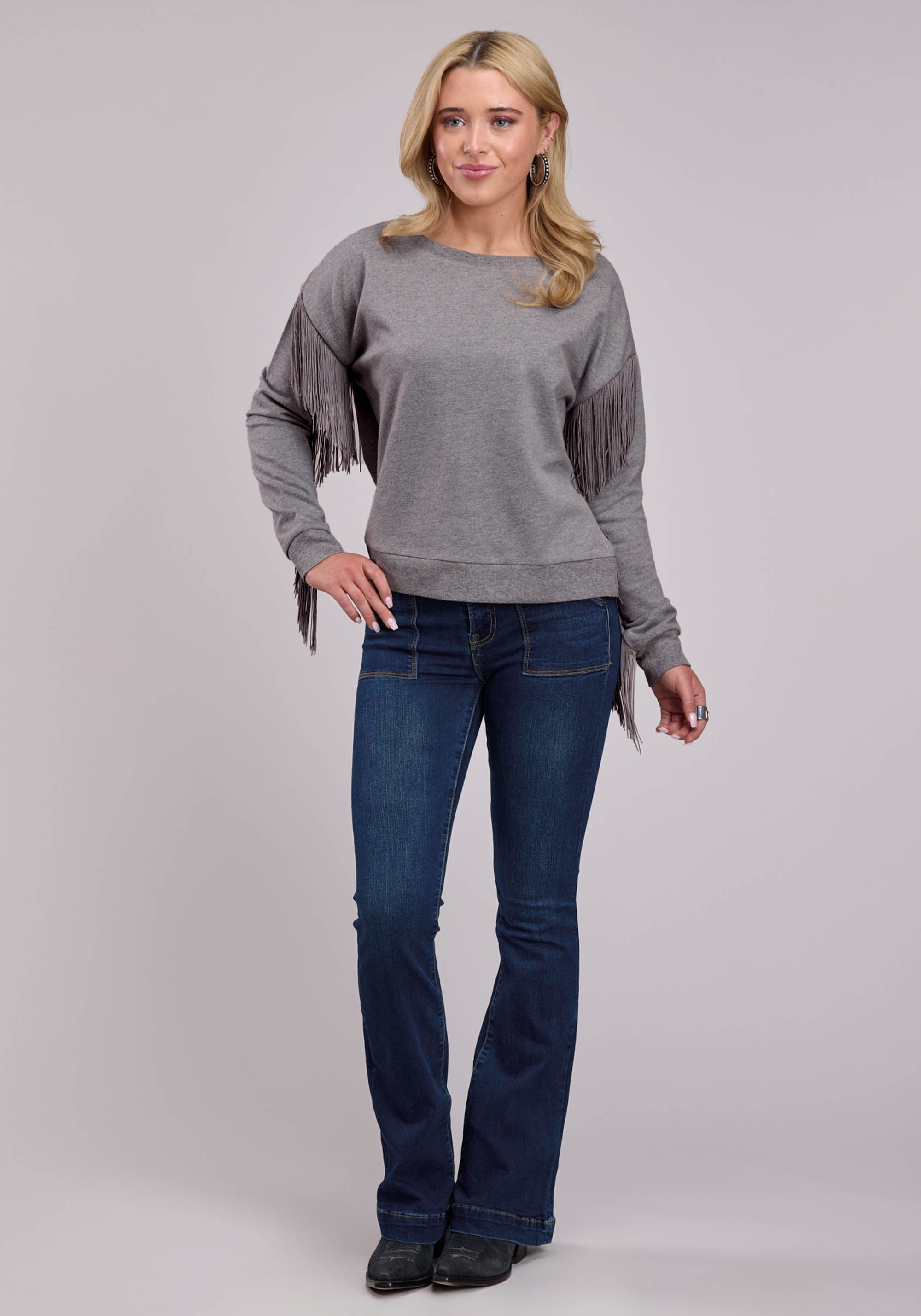 Roper Womens Jacket Pullover Heather Grey Cotton Fleecer Western Jacket