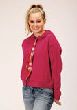 Roper Womens Knit Berry Pink French Terry Sweatshirt - Roper