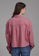 Roper Womens Dusty Pink Fleece Cropped Button Jacket