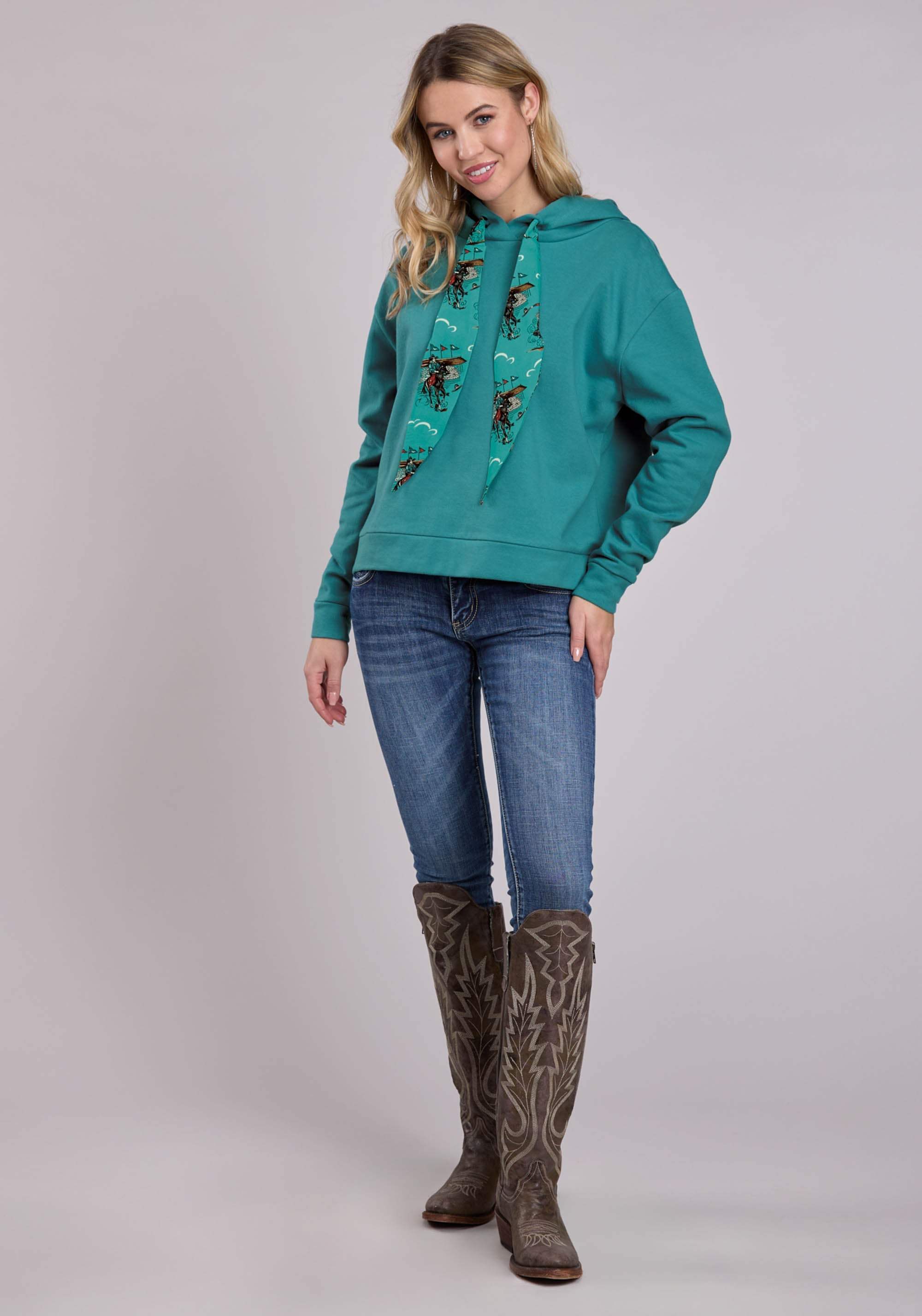 Roper Womens Jacket Pullover Turquoise Fleece Slouchie Hoodie Western Jacket - Roper - Flyclothing LLC