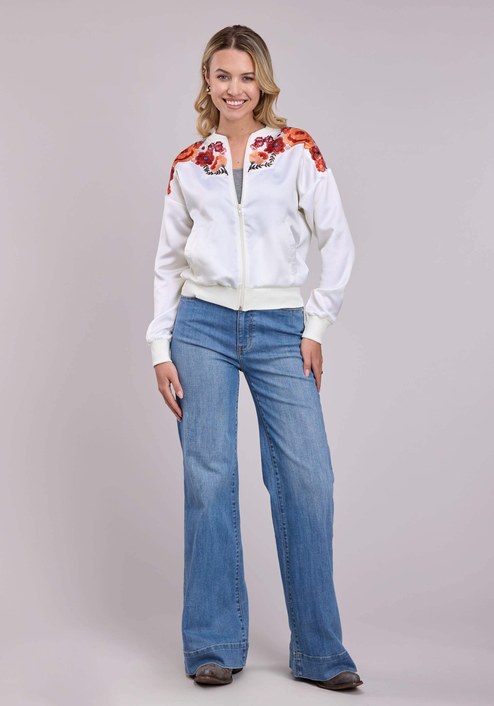 Roper Womens Jacket Zipper Poly Satin Bomber Western Jacket - Roper - Flyclothing LLC