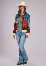 Roper Womens Desert View Print Satin Jacket Zipper Blazer - Roper - Flyclothing LLC
