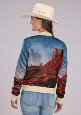 Roper Womens Desert View Print Satin Jacket Zipper Blazer - Roper - Flyclothing LLC