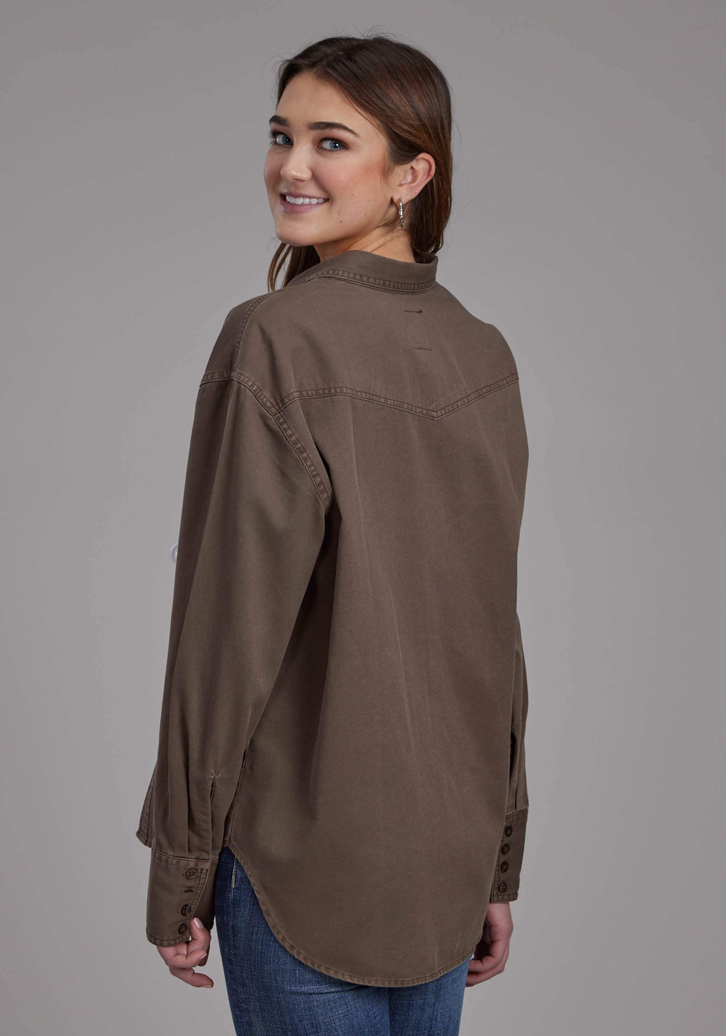 Roper Womens Pigment Dyed Twill Oversized Button Jacket - Roper - Flyclothing LLC