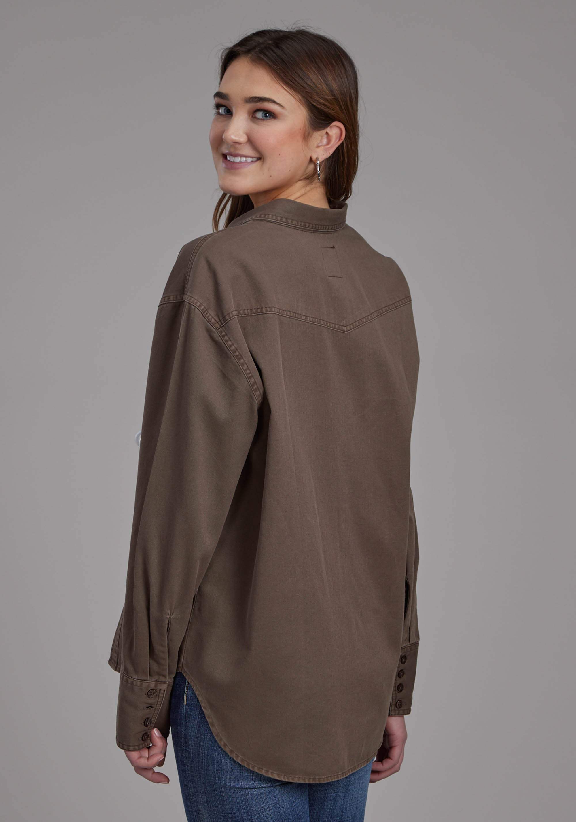 Roper Womens Pigment Dyed Twill Oversized Button Jacket - Roper - Flyclothing LLC